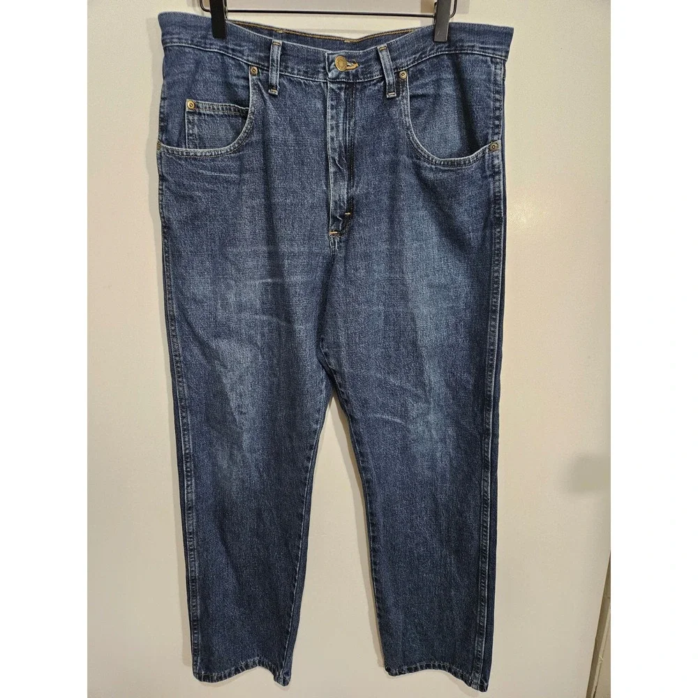Wrangler Rugged Wear Mens Blue Straight Leg Denim‎ Jeans 34x28